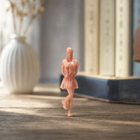 Unpainted Schoolgirl Figure Blank Miniature with Long Hair Standing Compact for Hobbyists, Collectors