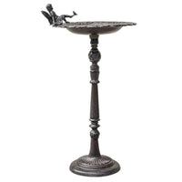 Pedestal Bird Feeder Outdoor Cast Avian Feeder Decorative Garden Ornament for Gardeners, Backyard, Patio, Courtyard