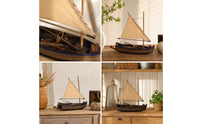 Model Sailboat with Cloth Sails Marine Sailing Boat Model Rustic Desktop Ornament for Desk