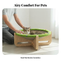 Wooden Cat Scratcher Bed Multi-Functional Wooden Cat Hammock Breathable Sisal Scratching Bed for Kittens, Small Dogs, Summer