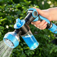 Transparent Reservoir Multifunction Spray Textured Grip Handheld Water Blue Accents Multi Function Water Jet Nozzle