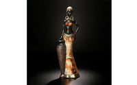 African Woman Figurine Hand-Painted African Woman Statue Decor Ethnic-Inspired Gold-Tone for Homeowners, Living Room, Shelf