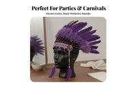 Indian Design Headpiece Feathers Feather Headdress Gender-Neutral Design Tribal Headpiece for Adults, Party Goers, Halloween, Festivals