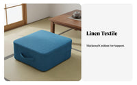 Removable and Washable Square Floor Cushion Linen Material Tatami Seat Cushion Natural Material for Living Room, Bedroom, Bay Window