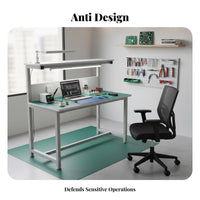 Steel Frame Construction Anti-Static Workbench Adjustable Leveling Feet Heavy-Duty Work Table Overhead LED Lighting Heavy Duty Work Table 2000 LBS Load Capacity for Technicians, Factory Workers, Assembly Line, Laboratory, Warehouse, Basement