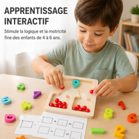 Wooden educational math game, arithmetic educational toy for children aged 4 to 6 years, learning numbers and calculation
