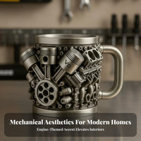 V8 Engine Mug Detailed Craftsmanship Resin Engine Design Cup Unique Gift 3D Mechanical Coffee Mug for Mechanics, Engineers, Man Cave, Garage, Workshop