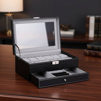 2-Tier Watch and Jewelry Box Debris-Resistant-Resistant 12-Compartment Watch Display Case 2-Tier Jewelry Organizer Soft Interior