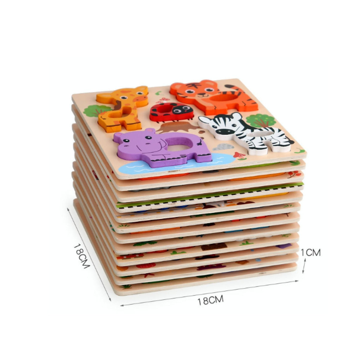 Child-Centered Inspired 3D Wooden Game Board Easy to Grasp Creature Learning Game Cognitive Development for Toddlers, Preschoolers