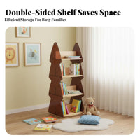 360° Rotation Rotating Tree-Shaped Bookshelf Child-Friendly Rotating Tree-Shaped Shelf Accessible Design Bookcase Space-Saving for Children, Toddlers, Parents, Playroom, Classroom, Nursery, Kindergarten