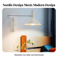 Minimalist Adjustable Swing Arm Wall Lamp Rotatable Head Swing Arm Wall Lamp Space Saving Adjustable Bedside Light Long-Lasting Metal Construction for Design Enthusiasts, Homeowners, Professionals, Bedroom, Study Room, Home Office, Corridor
