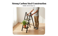 Folding Step Ladder Foldable Design Retro Design Step Stool Lightweight Decorative Ladder Shelf for Homeowners, DIY Enthusiasts, Home, Kitchen