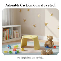 Cartoon Design CumulusShaped Seat Cute Appearance Small Stool Heart embellishment children's Furniture Multi-Use for young children, infants, Parents, Kindergarten, Playroom, Bathroom, Living Room