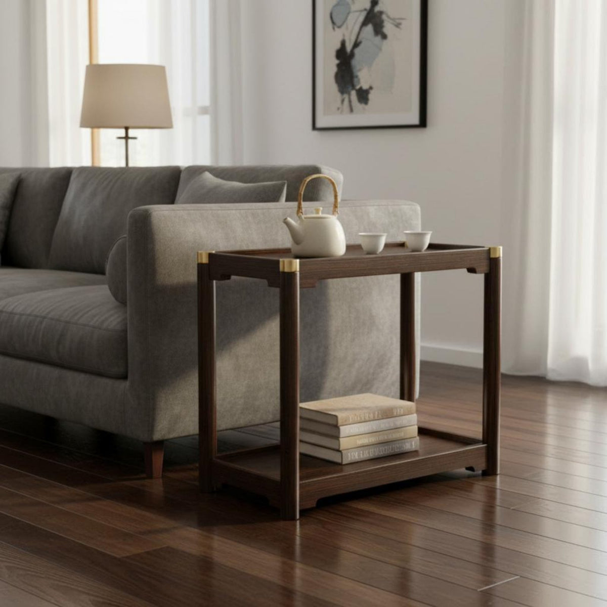 Modern Chinese design Wheeled Side Cabinet Mobile Design Tall Storage End Table Multi-Functional Nightstand Sturdy Construction for Apartment Dwellers, Homeowners, Adults, Living Room, Small Spaces, Home Office, Lounge Area