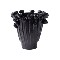 Vase with Floral Relief Asymmetrical Sculptural Vase Matte for Living Room