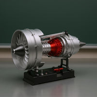 doubleSpool Turbofan Model Silver and Black Metal Turbofan Model Detailed