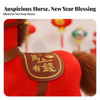 Chinese New Year Horse Stuffed Toy Soft and Cuddly Chinese New Year Horse Stuffed Toy Blessing Souvenir for Family, Collectors, Spring Festival