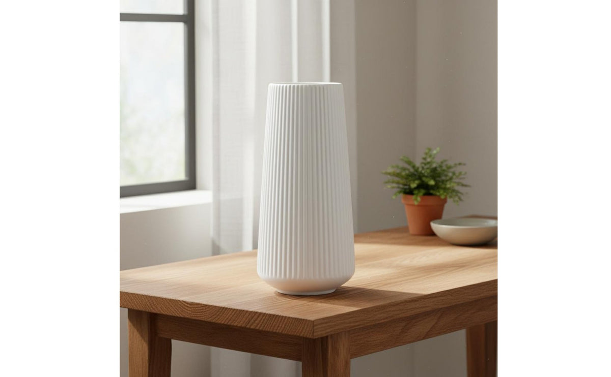 Imitation Ceramic Vase Minimalist Design Nordic Style Flower Holder Lightweight Modern Tabletop Vase for Living Room, Dining Table, Wedding