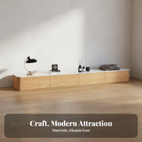 TV Stand and Coffee Table Set Cable Management Holes Sintered Stone TV Cabinet Easy to Clean Sintered Stone Television Stand Surface Console