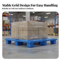 Grid Top Pallet Water-Resistant 9-Leg Pallet Heavy-Duty Warehouse Storage Skid for Logistics Personnel, Factory