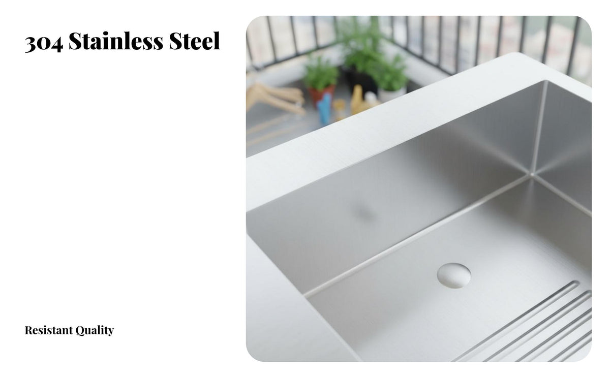 Anti-Smudge-Resistant Coating Laundry Sink with Washboard Single-Piece Molding Integrated Washboard Sink Easy to Clean Stainless Steel Utility Basin Wear-Resistant for Homeowners, Families, DIY Enthusiasts, Balcony, Outdoor, Basement, Kitchen