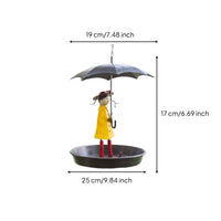 Decorative Girl with Umbrella Bird Feeder Art Craft Umbrella Girl Bird Feeder Lightweight Outdoor Decor for Patio