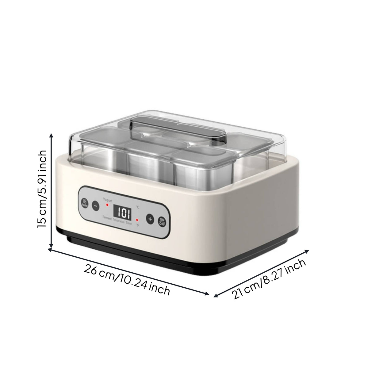 LED Display Countertop Yogurt Maker Square Cups Digital Yogurt Maker Clear Lid Fermentation Machine Temperature Control