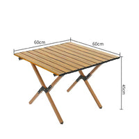 Foldable Roll-up Camping Table Lightweight Wood Grain Folding Table Sturdy Stable for Campers, Vendors, Market Stall