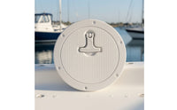 Deck Plate Cover with Pull Handle Pre-Drilled Marine  Deck Plate with Hinge Low-Profile Circular Access Cover for Boats, Yachts