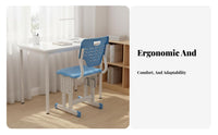 Ergonomic Back Support Height-Adjustable Study Chair Stable Design children's Furniture Anti-Slip Feet Student Seat Soft Cushion for Students, Parents