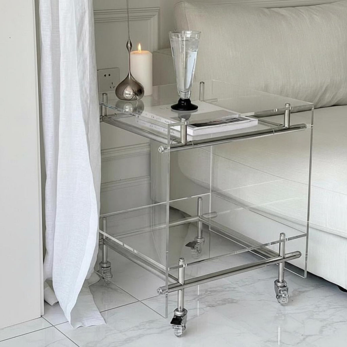 Multi-Tier Rolling Trolley Transparent Design 2-Tier Rolling Trolley Vintage