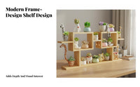 Multi-Tier Plant Shelf Solid Wood Wooden Stand Space Saving Desktop Plant Organizer for Balcony, Living Room, Office