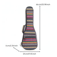 Ukulele Backpack Ethnic-Style Ukulele Bag with Pocket Woven for Students, Travel, Lessons, Rehearsals