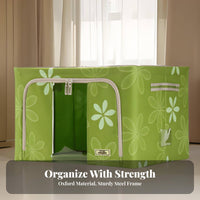 Foldable Framed textile Storage container Space Saving foldable Framed Box Sturdy Frame Stackable for Students, Homeowners, Closet, Bedroom, Under Bed, Dorm Room