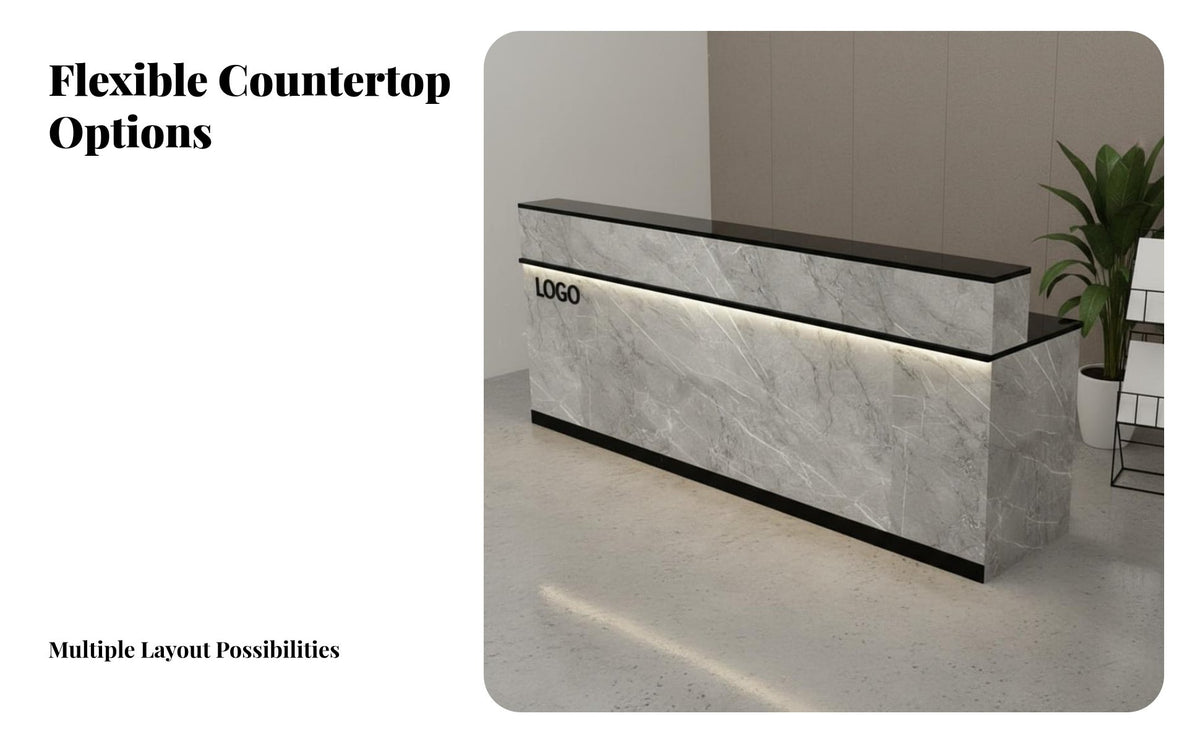 Minimalist Design Lacquered Reception Counter Easy to Clean Modern Reception Desk with Counter Scratch-Resistant Modern Front Desk Lockable Drawer for Salon Owners, Receptionists, Shopkeepers, Retail Shop, Company Lobby, Spa