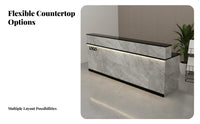 Minimalist Design Lacquered Reception Counter Easy to Clean Modern Reception Desk with Counter Scratch-Resistant Modern Front Desk Lockable Drawer for Salon Owners, Receptionists, Shopkeepers, Retail Shop, Company Lobby, Spa