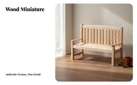 1:12 Scale Wooden Bench Photography Prop Miniature Wooden Bench DIY Paintable 1:12 Scale Furniture for Dioramas, Model Scenes, Craft Projects