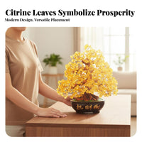 Citrine Money Tree Handmade Crystal Money Tree Handcrafted Citrine Gemstone Bonsai for Business Owners, Spiritual Individuals, Living Room, Desk, Home