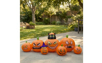 Outdoor Inflatable Pumpkin Row with Black Cat Giant Inflatable Pumpkin with Black Cat Fun Whimsical for Lawn