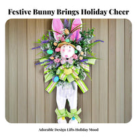 Artificial Greenery Easter Bunny Wreath Festive Holiday Essence Easter Door Decoration Soft Fabric Textile for Porch Decor