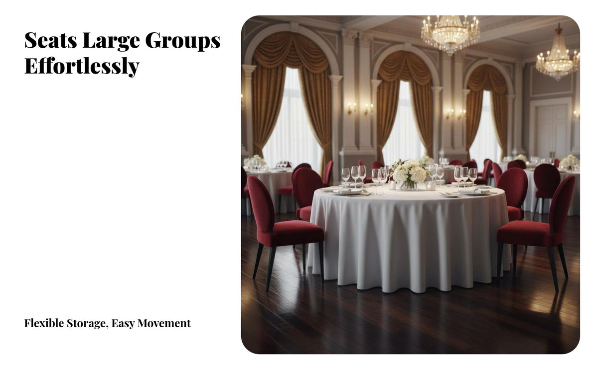 Large Round Folding Table Foldable Design Round Folding Table High Capacity for Hotel Managers, Businesses, Restaurants, Banquets, Wedding Venues