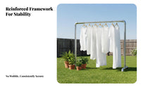 Rust Resistant Freestanding Clothes Rack Heavy-Duty Freestanding Pipe Clothes Large Capacity Garment Stand Industrial Design for Homeowners, Boutique Owners, Balcony, Bedroom, Laundry Room, Entryway
