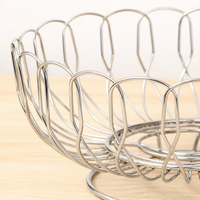 Stainless Steel Fruit Basket, Hollowed Out Fruit Bowl for Dining Table, Modern Minimalist Polished Silver Metal Fruit Bowl, 26cm