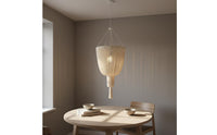 Rope Pendant Shade Nordic Style Boho Tassel Lampshade Warm Ambiance Handmade Woven Overhead Lamp Shade for Guesthouse, Bedroom, Living Room