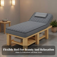 Solid Wood Massage Bed Heavy Duty Wooden Beauty Bed Wide Surface Rehabilitative Care Treatment Table for Estheticians, Physiotherapists