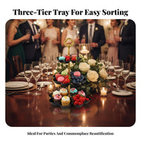 3 Tier Serving Stand Layered Compartments Tiered Dessert Tray Reusable Multi-Level Food Platter for Weddings, Holiday Gatherings, Afternoon Tea