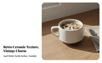 Kiln-Altered Glaze Retro Ceramic Coffee Cup Ideal Gift Vintage Coffee Cup Saucer Set New Chinese Design for Coffee Professional S, Adults