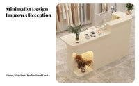 Modern Reception Desk Multifunctional Salon Front Desk with Storage Sturdy Construction Small Shop Checkout Counter for Retailers, Boutiques, Lobby