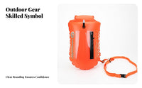 Transparent Pocket Rectangular Swim Buoy Orange Two-Compartment-Chamber Buoy High Visibility Tow Buoy Dry Bag Bright Color