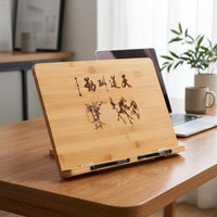 Bamboo Book Stand, Adjustable Folding Support for Reading and Recipes, Ergonomic Book Holder 39x28cm